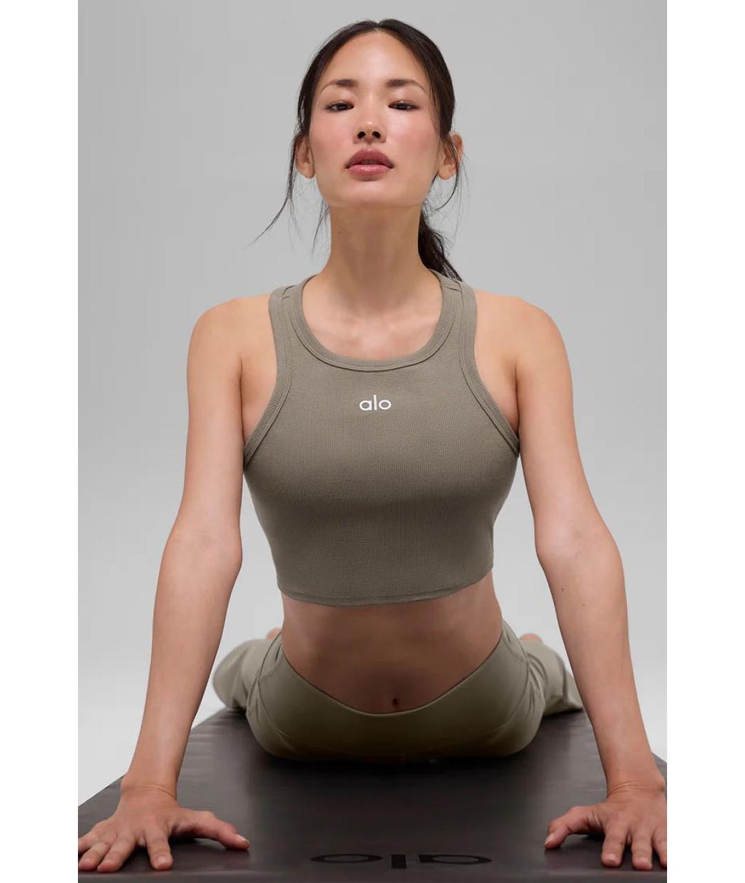 ALO YOGA Бежевая хлопковая майка, фото 4