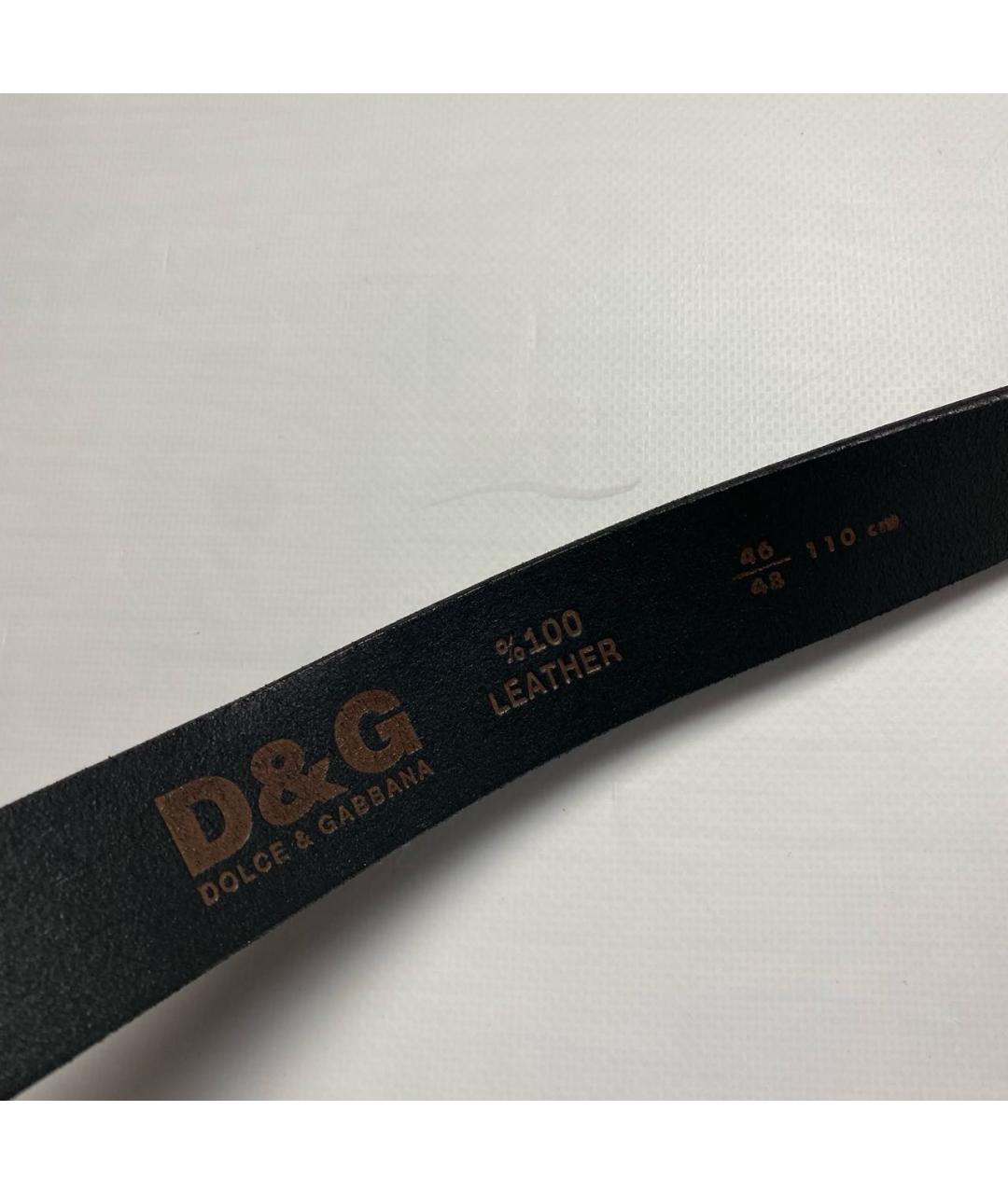 DOLCE&GABBANA Черный кожаный ремень, фото 3