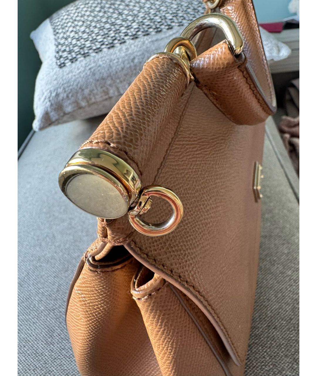 DOLCE&GABBANA Коричневая кожаная сумка с короткими ручками, фото 6