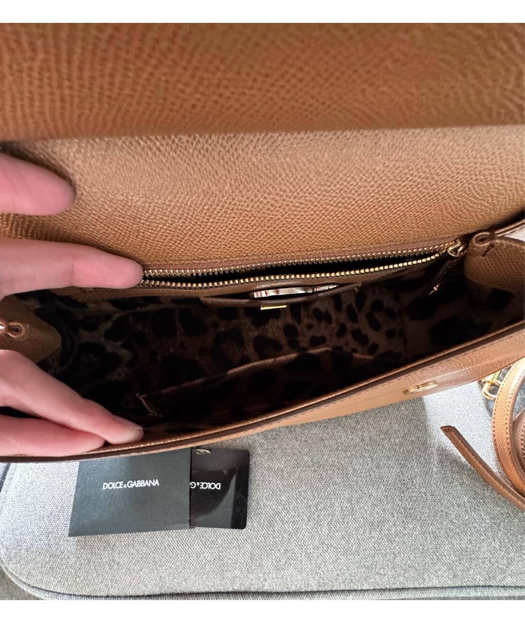 DOLCE&GABBANA Коричневая кожаная сумка с короткими ручками, фото 4