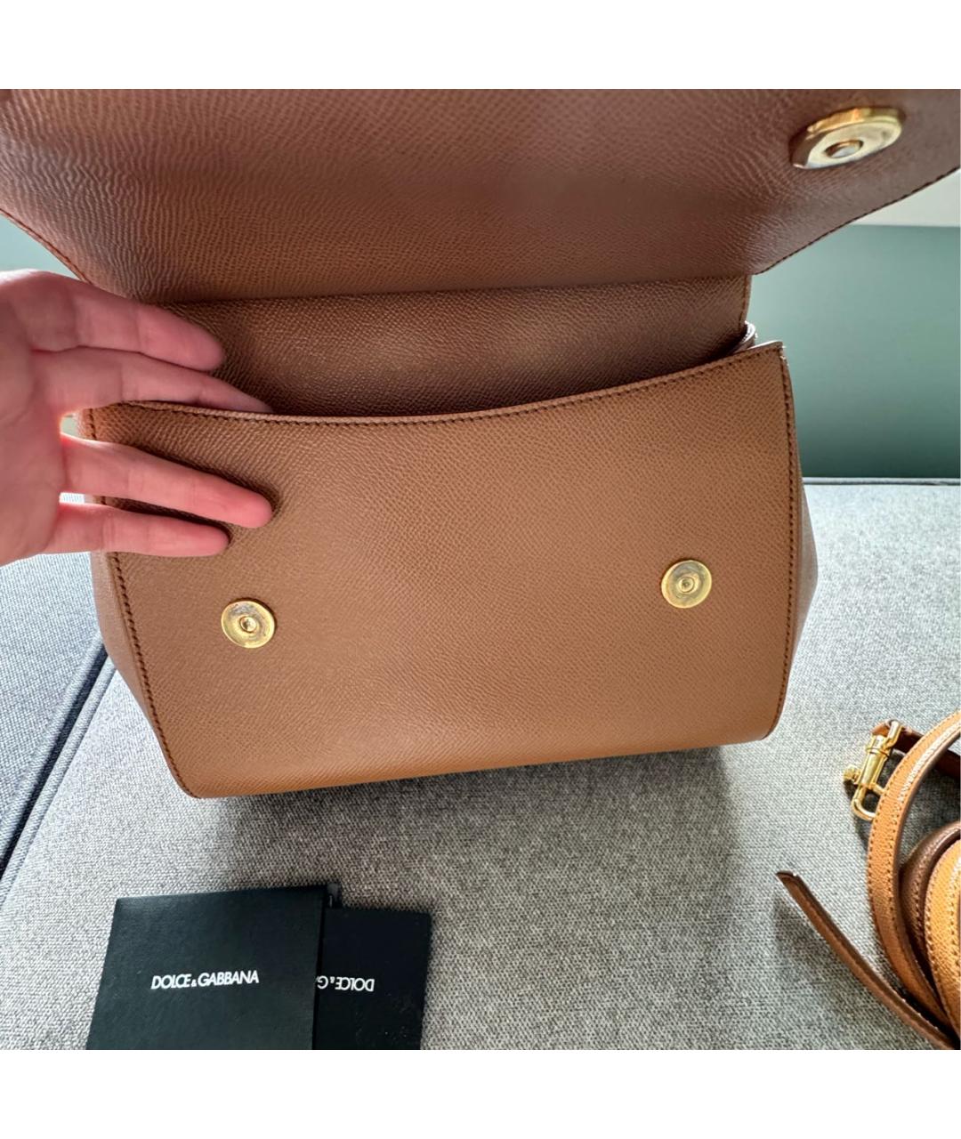 DOLCE&GABBANA Коричневая кожаная сумка с короткими ручками, фото 7