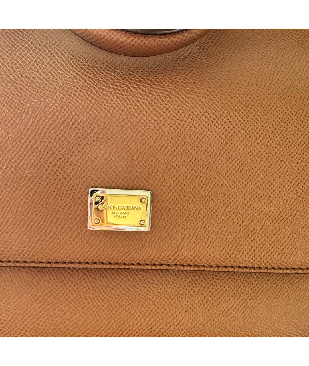 DOLCE&GABBANA Коричневая кожаная сумка с короткими ручками, фото 5
