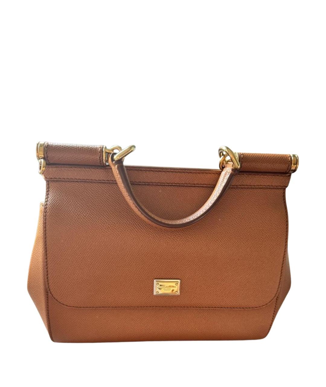 DOLCE&GABBANA Коричневая кожаная сумка с короткими ручками, фото 1