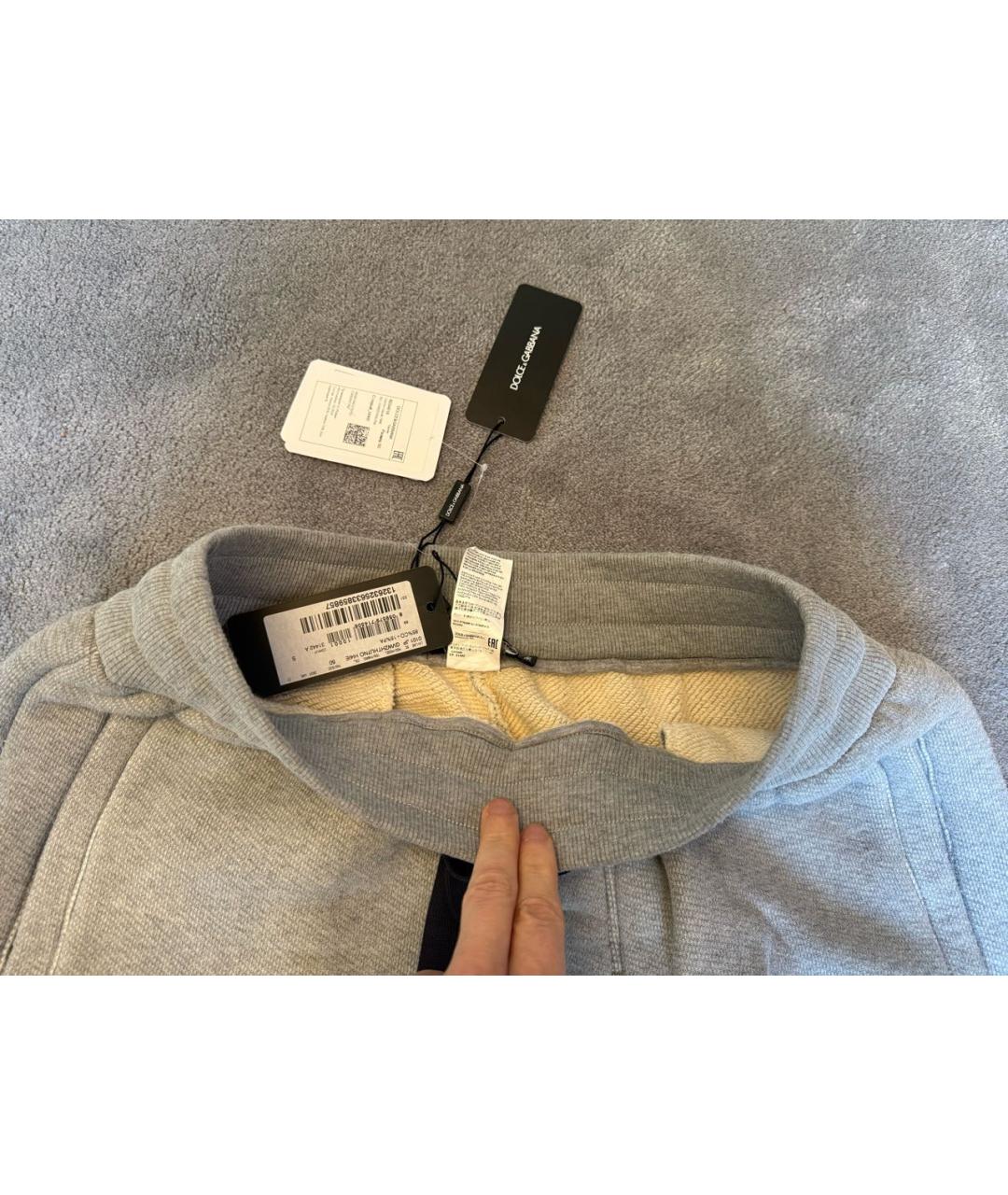 DOLCE&GABBANA Серые хлопковые повседневные брюки, фото 3