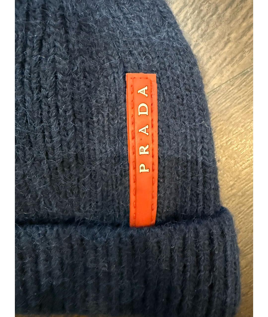 PRADA Темно-синяя шерстяная шапка, фото 3
