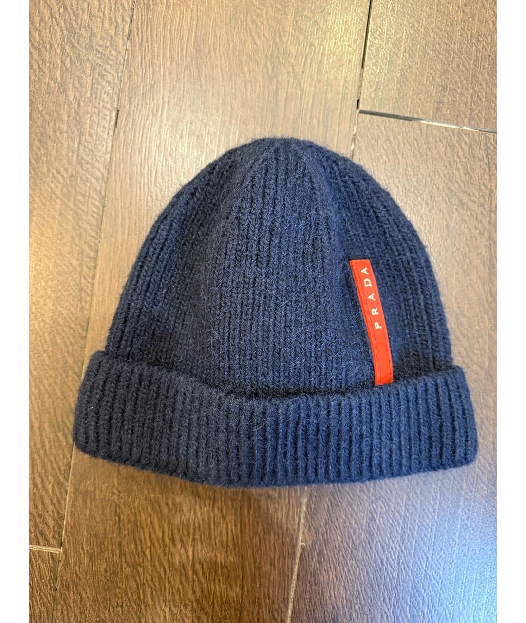 PRADA Темно-синяя шерстяная шапка, фото 4