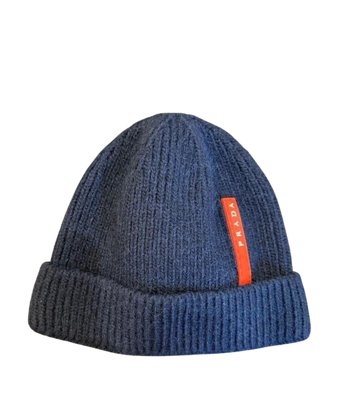 PRADA Темно-синяя шерстяная шапка, фото 1