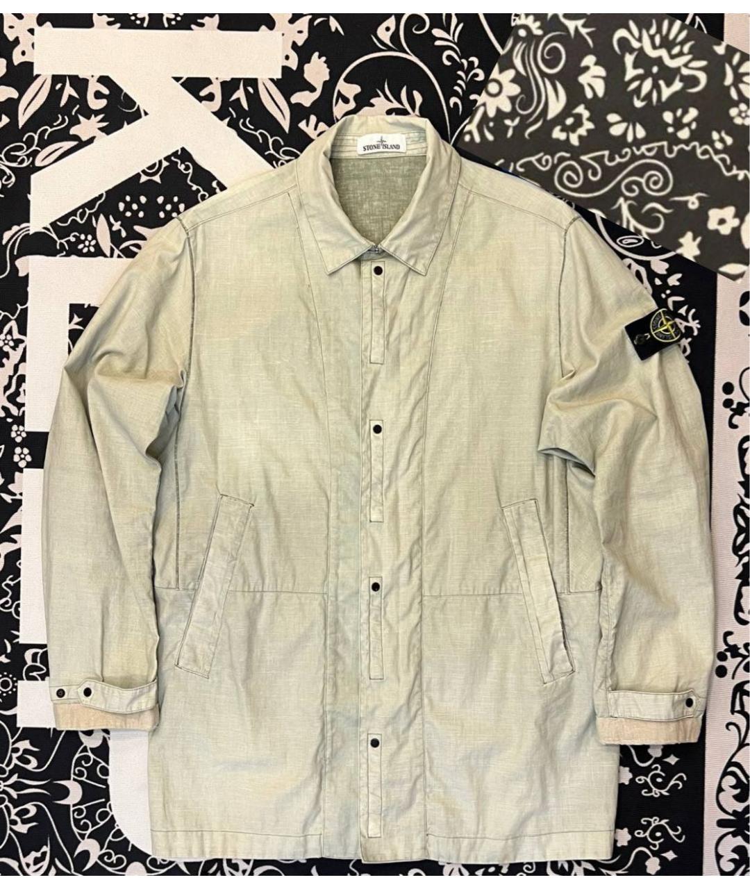 STONE ISLAND Бежевый льняной тренч / плащ, фото 4