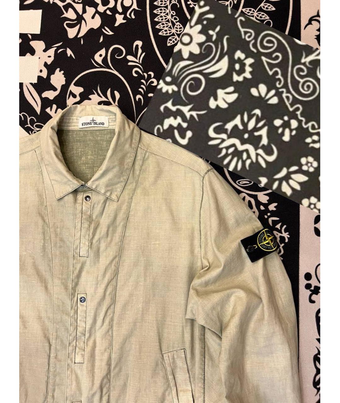 STONE ISLAND Бежевый льняной тренч / плащ, фото 2
