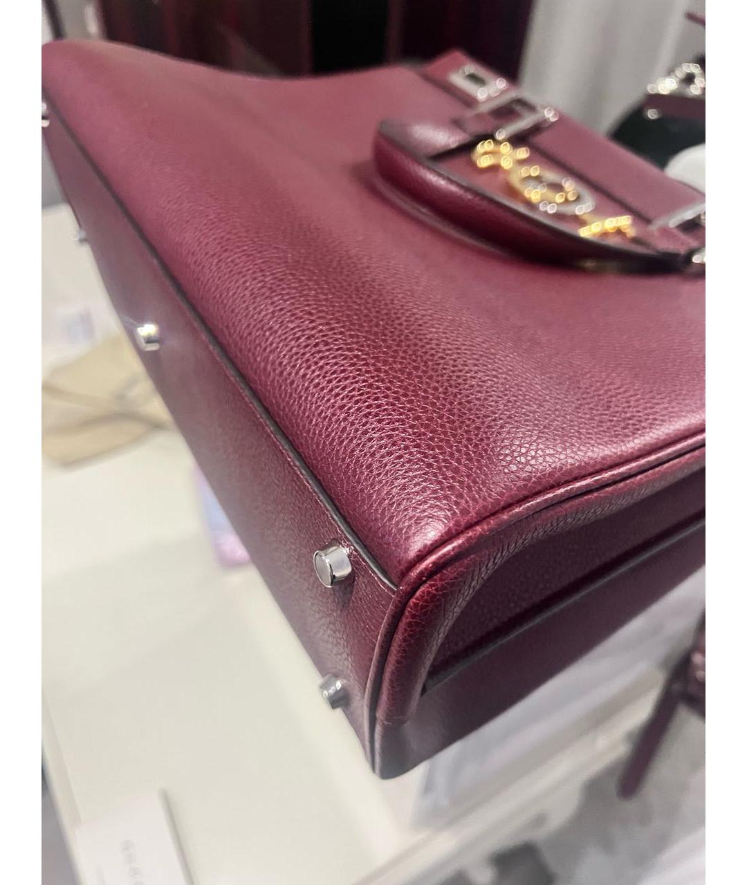 GUCCI Бордовая кожаная сумка тоут, фото 5
