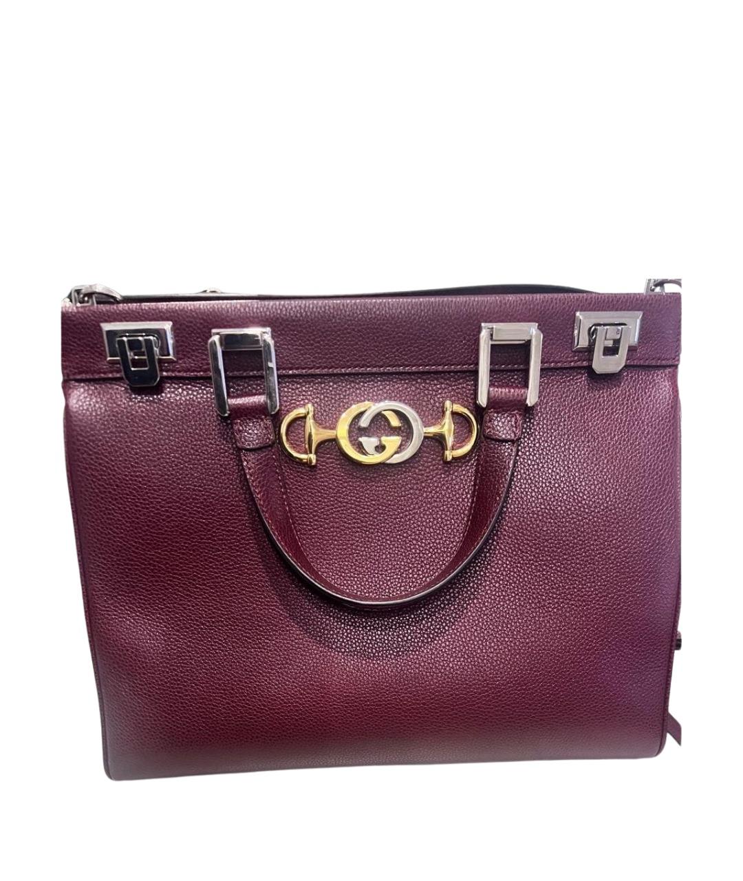 GUCCI Бордовая кожаная сумка тоут, фото 1