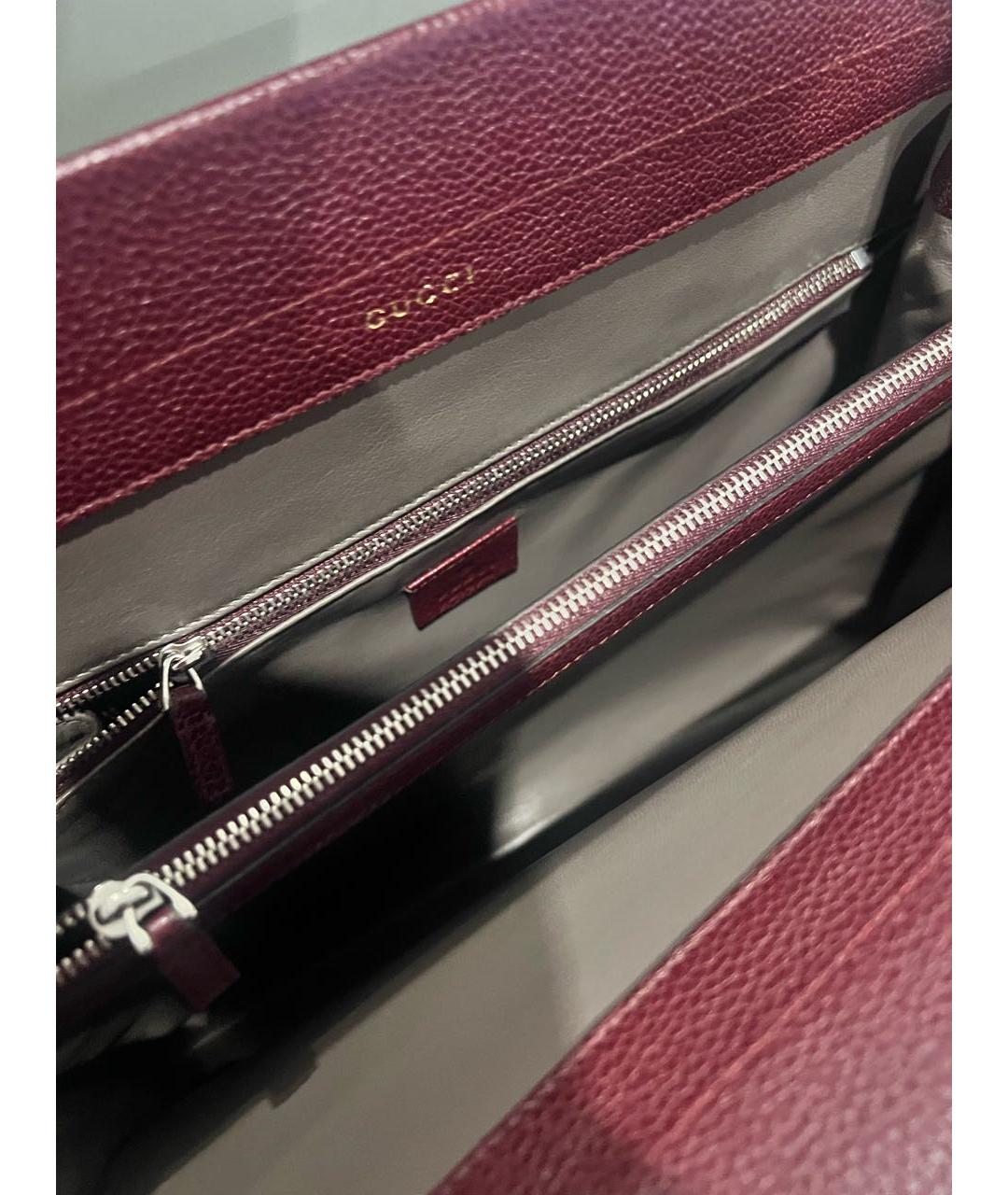 GUCCI Бордовая кожаная сумка тоут, фото 4