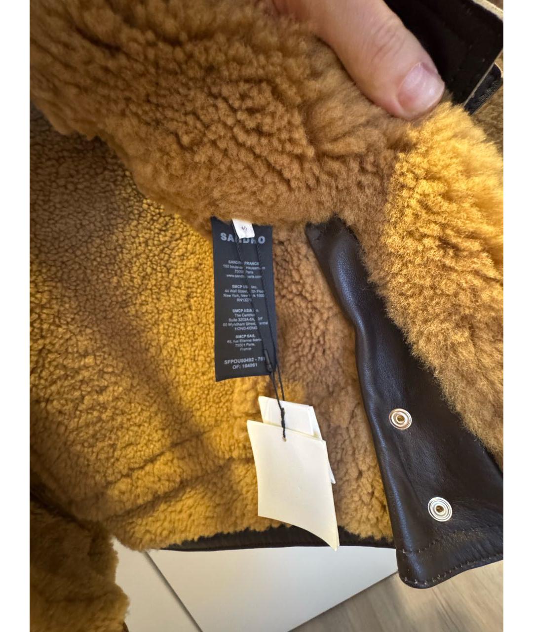 SANDRO Коричневая меховая дубленка, фото 4