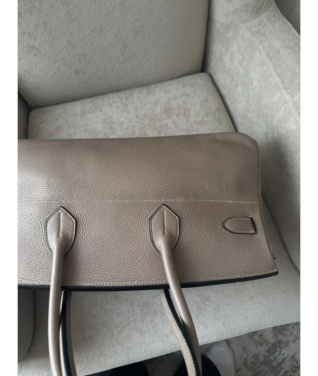 HERMES Бежевая кожаная сумка с короткими ручками, фото 3