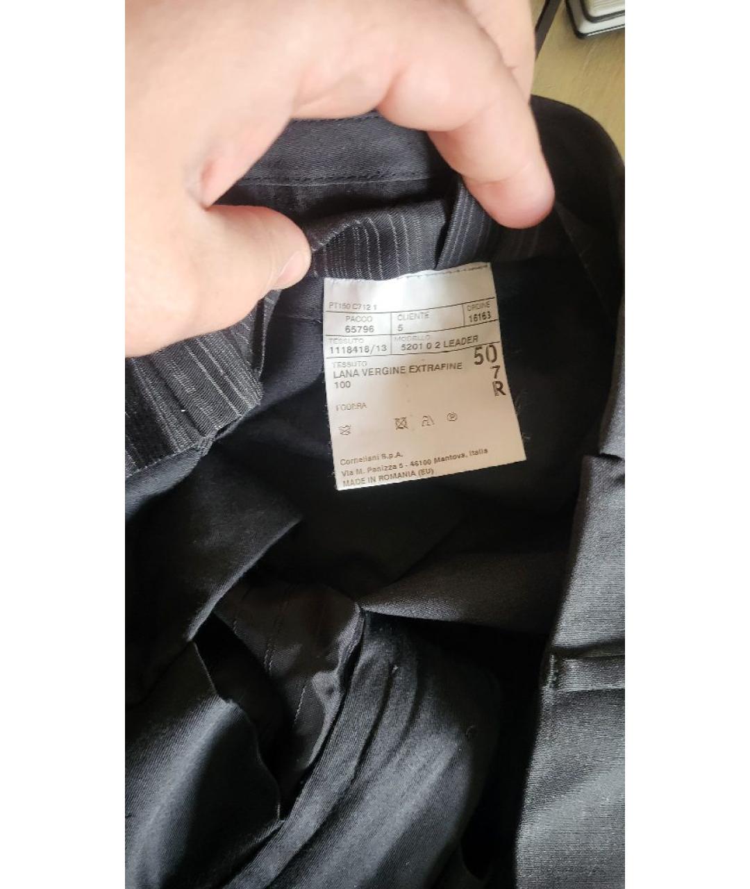 CORNELIANI Антрацитовые шерстяные классические брюки, фото 4