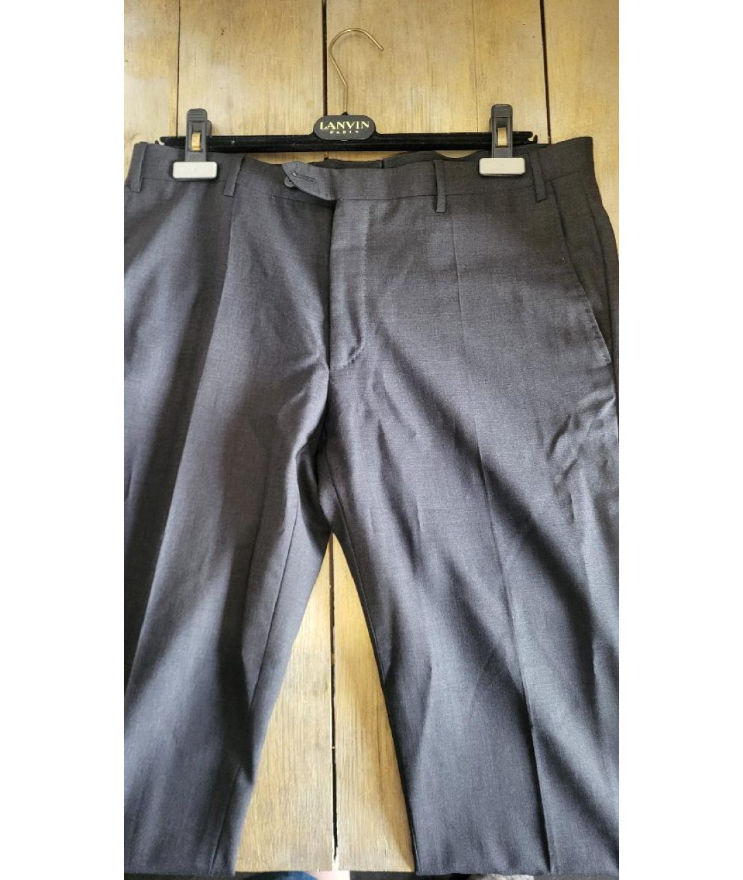 CORNELIANI Антрацитовые шерстяные классические брюки, фото 3