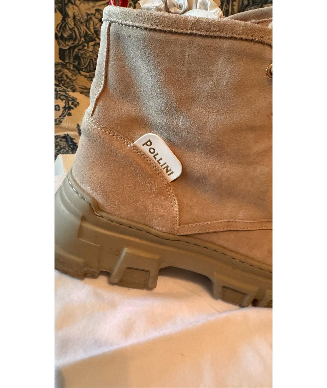 POLLINI Бежевые замшевые ботинки, фото 7