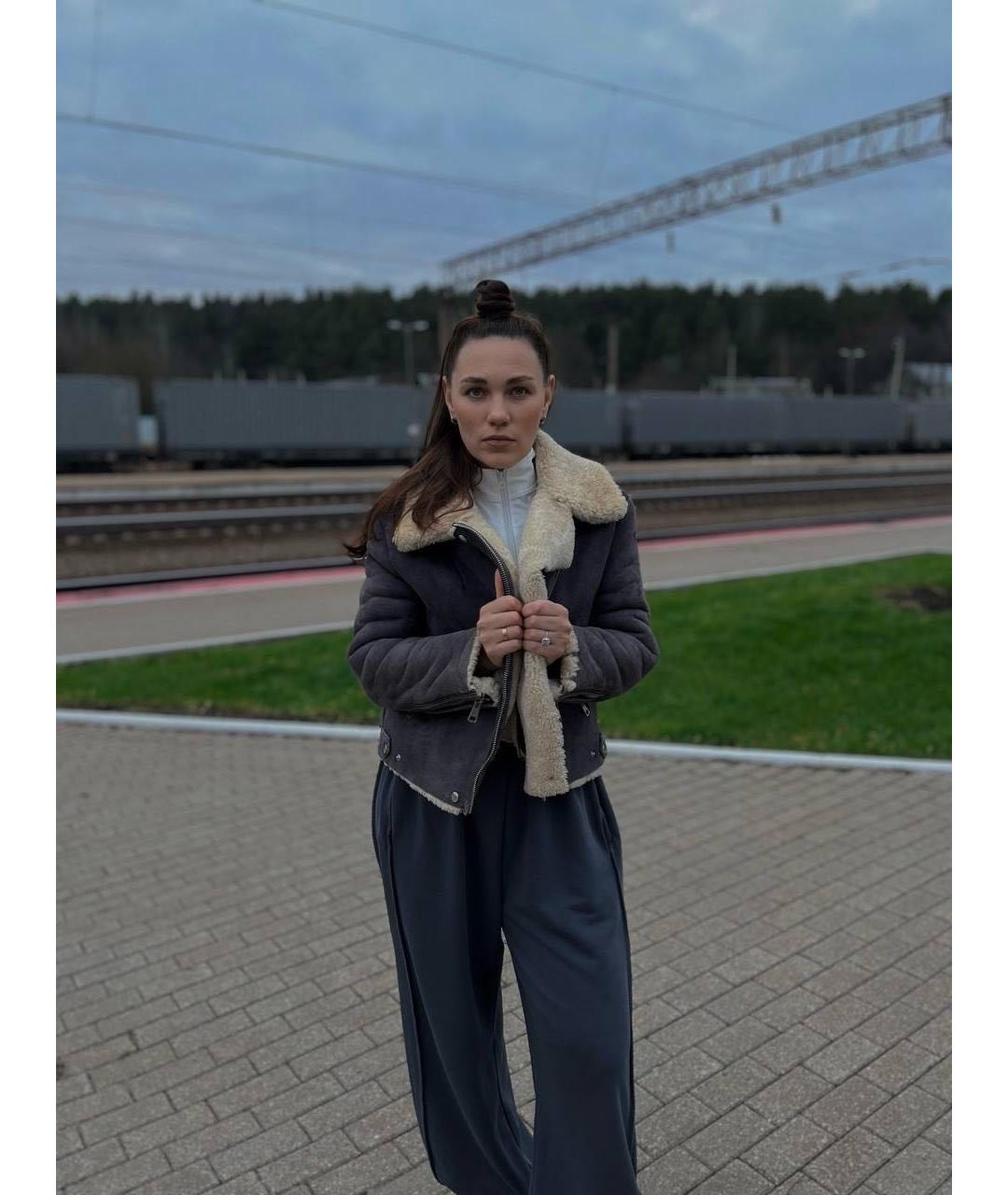 ACNE STUDIOS Антрацитовая замшевая дубленка, фото 7