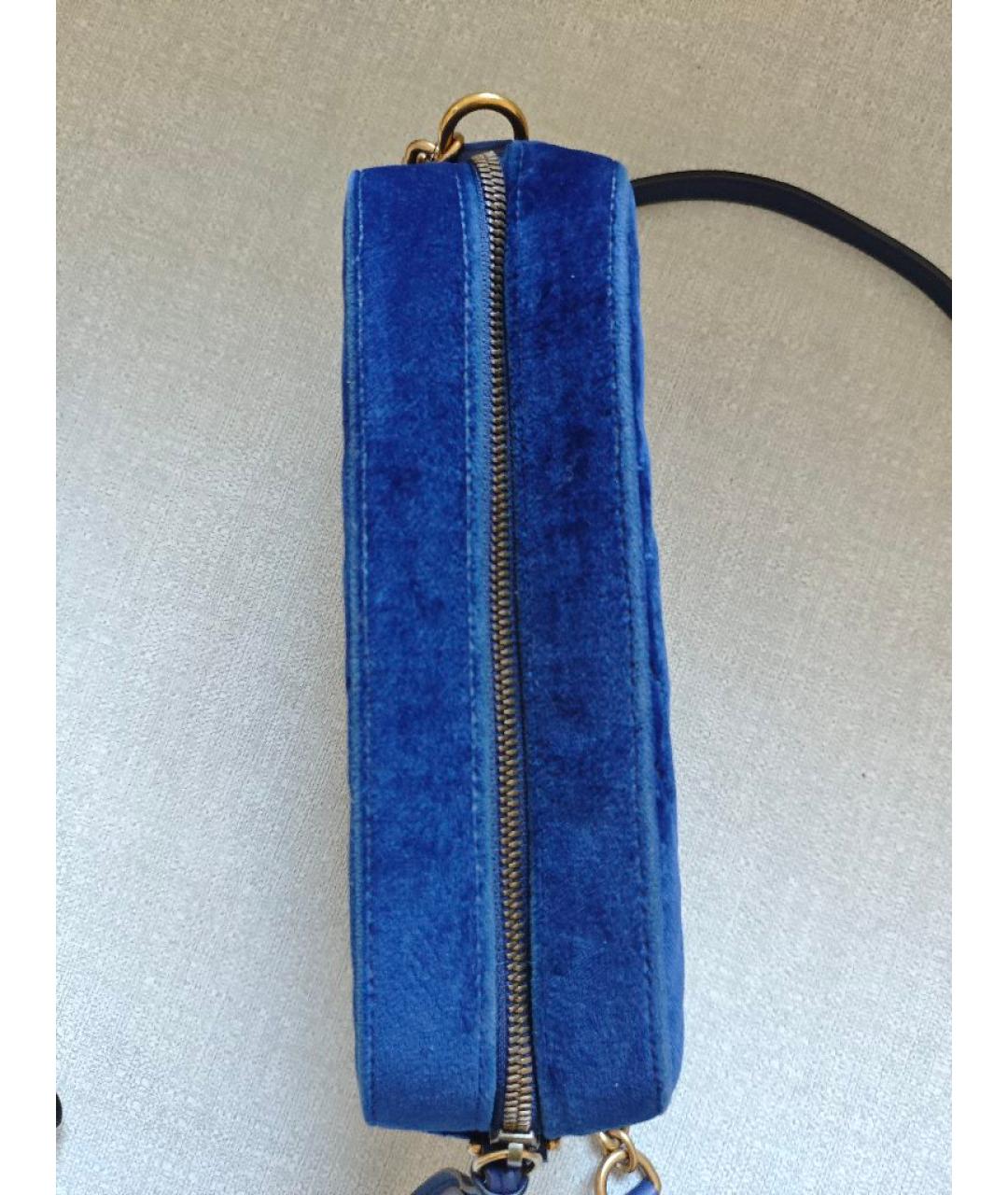 GUCCI Синяя бархатная сумка через плечо, фото 8