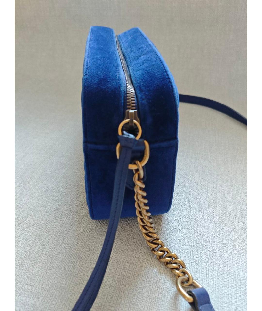 GUCCI Синяя бархатная сумка через плечо, фото 2