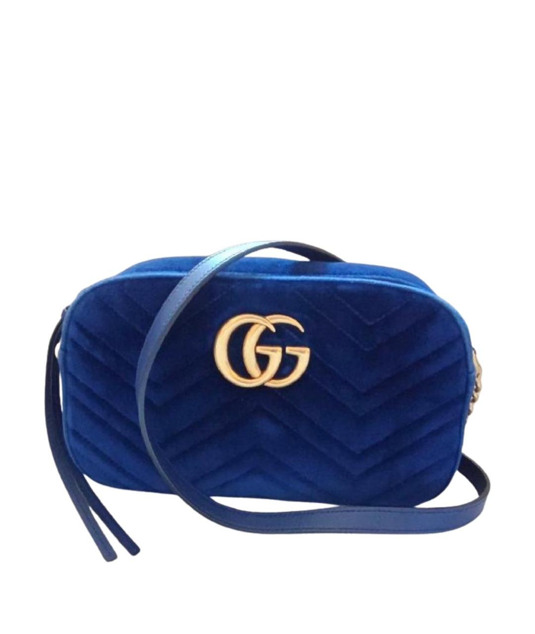 GUCCI Синяя бархатная сумка через плечо, фото 1