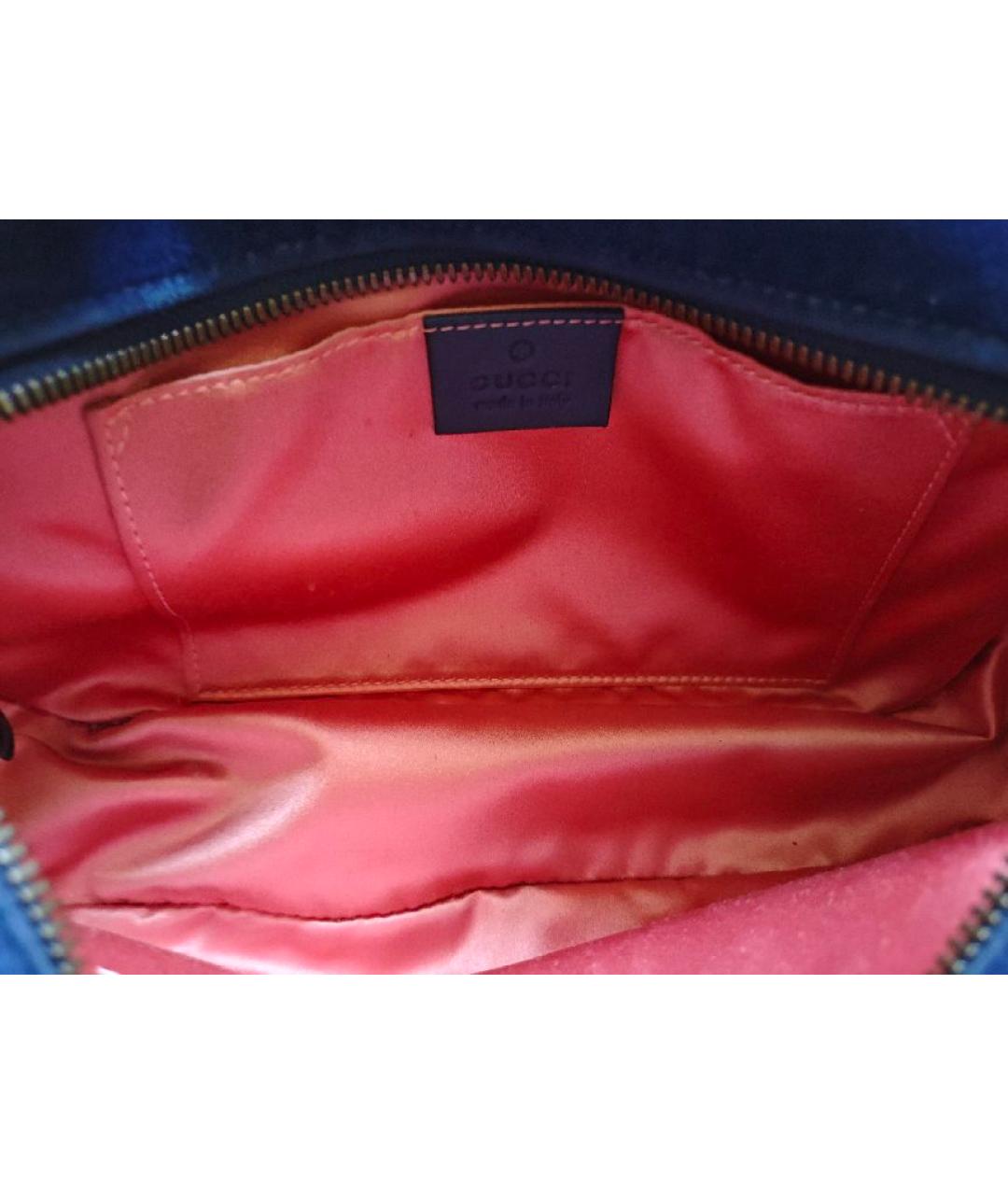 GUCCI Синяя бархатная сумка через плечо, фото 3