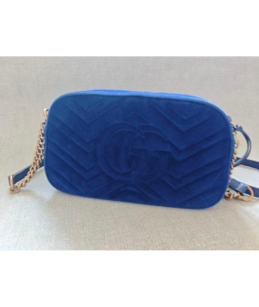 GUCCI Синяя бархатная сумка через плечо, фото 4