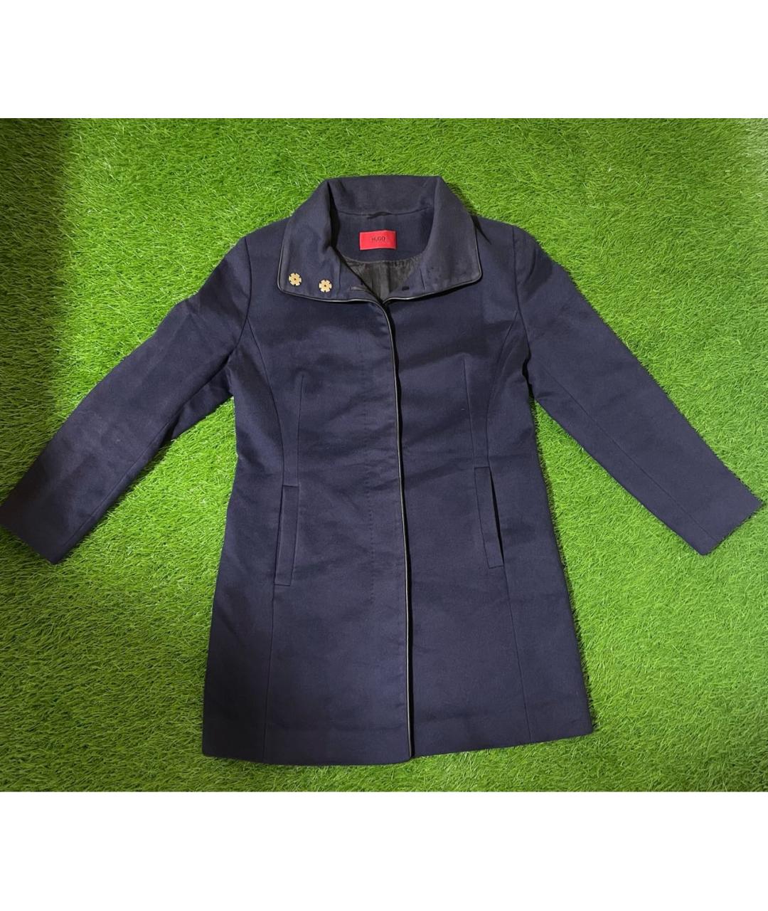 HUGO BOSS Темно-синее шерстяное пальто, фото 6