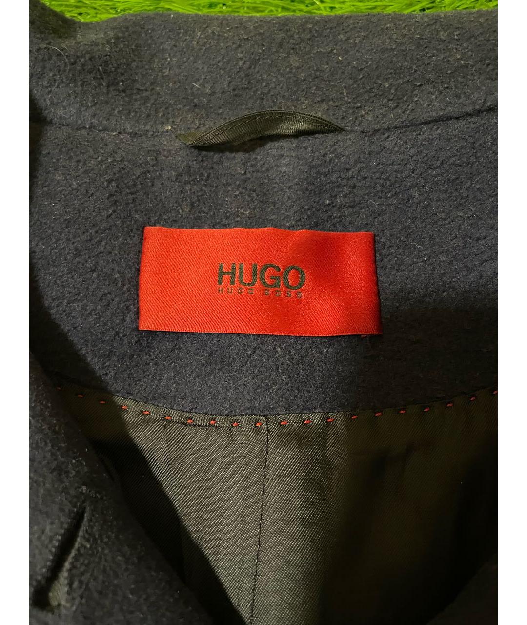 HUGO BOSS Темно-синее шерстяное пальто, фото 3