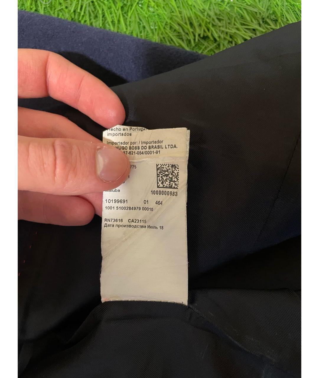 HUGO BOSS Темно-синее шерстяное пальто, фото 5
