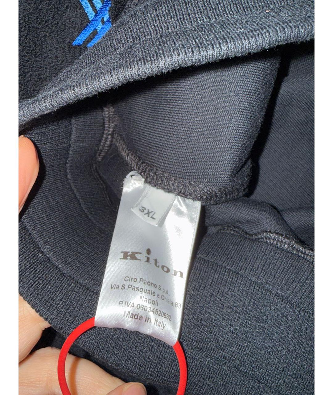 KITON Черные хлопко-эластановые повседневные брюки, фото 6