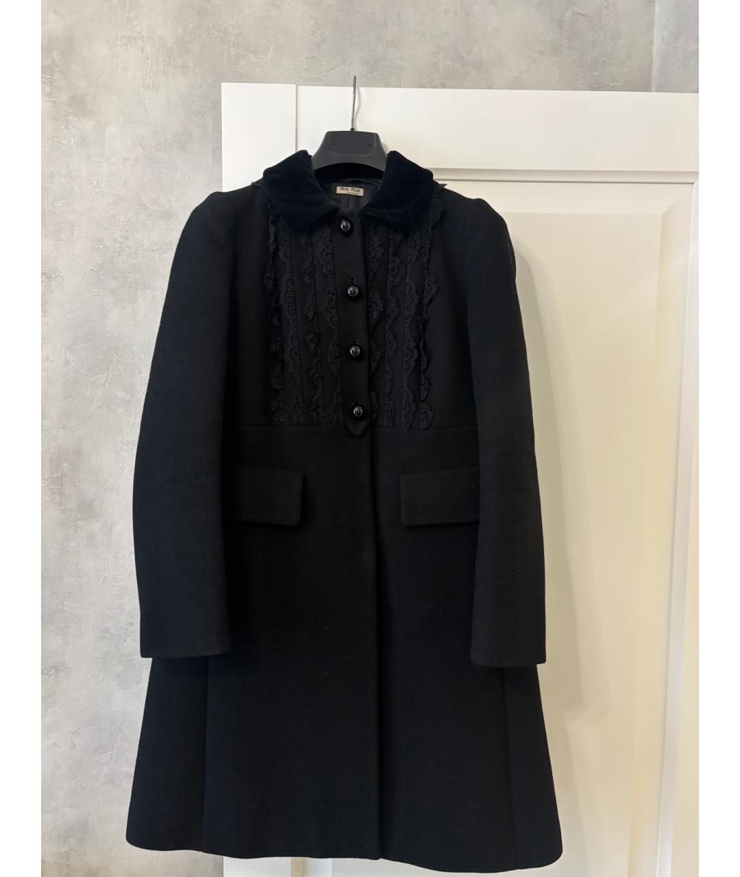MIU MIU Черное хлопковое пальто, фото 2