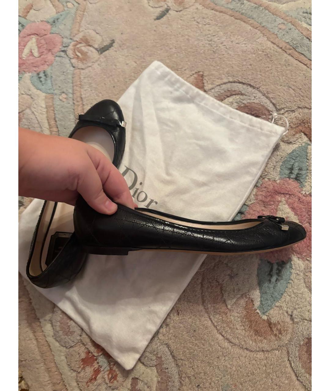 CHRISTIAN DIOR Черные кожаные балетки, фото 5