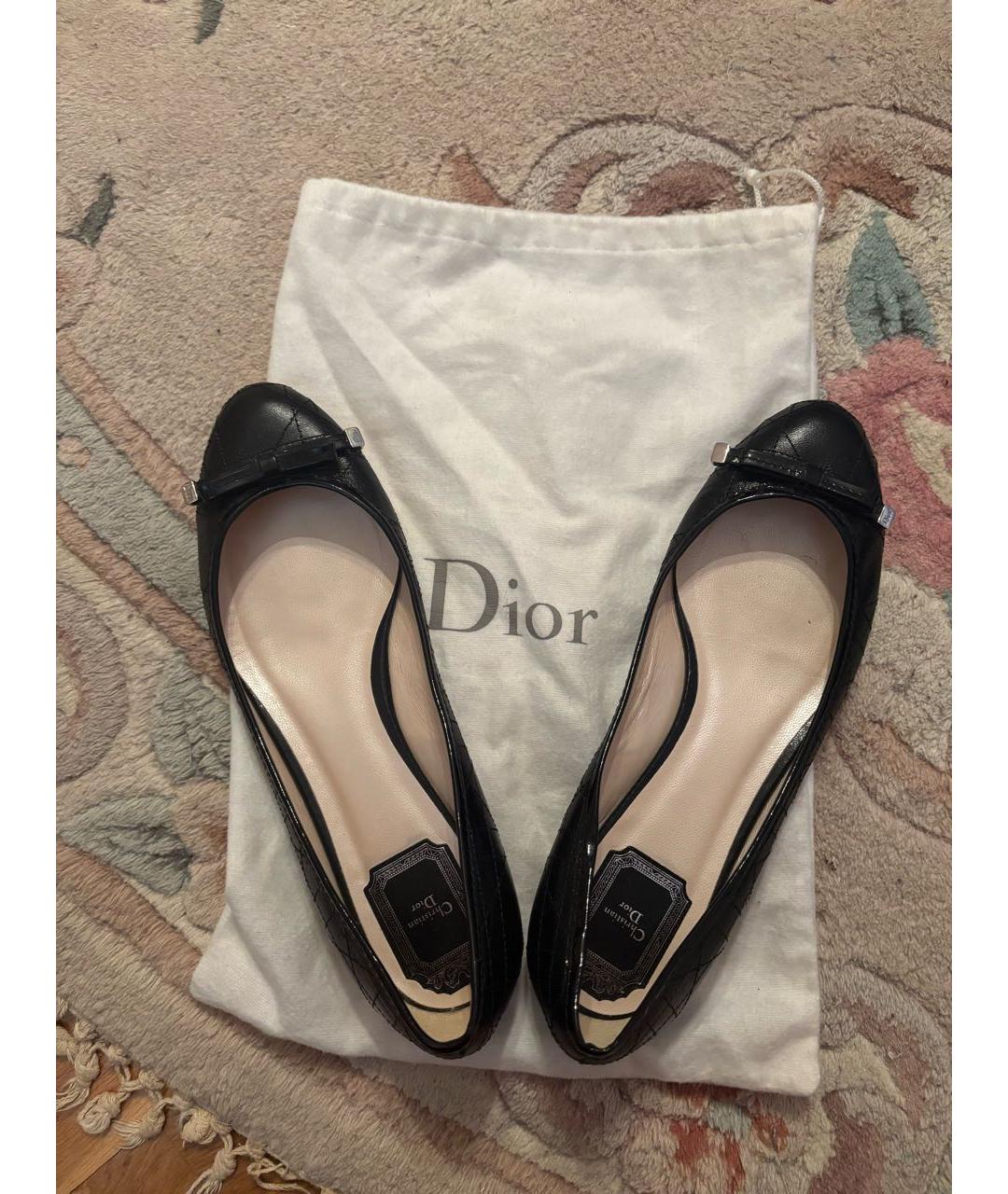 CHRISTIAN DIOR Черные кожаные балетки, фото 2