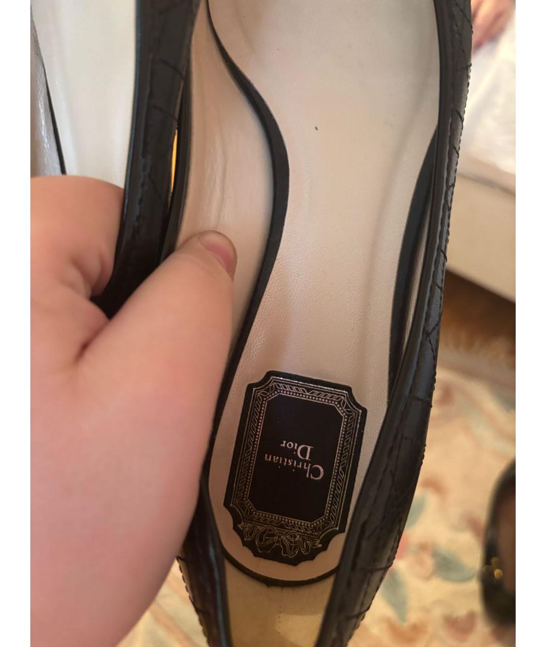 CHRISTIAN DIOR Черные кожаные балетки, фото 4