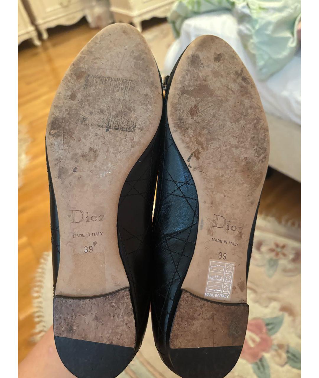 CHRISTIAN DIOR Черные кожаные балетки, фото 3