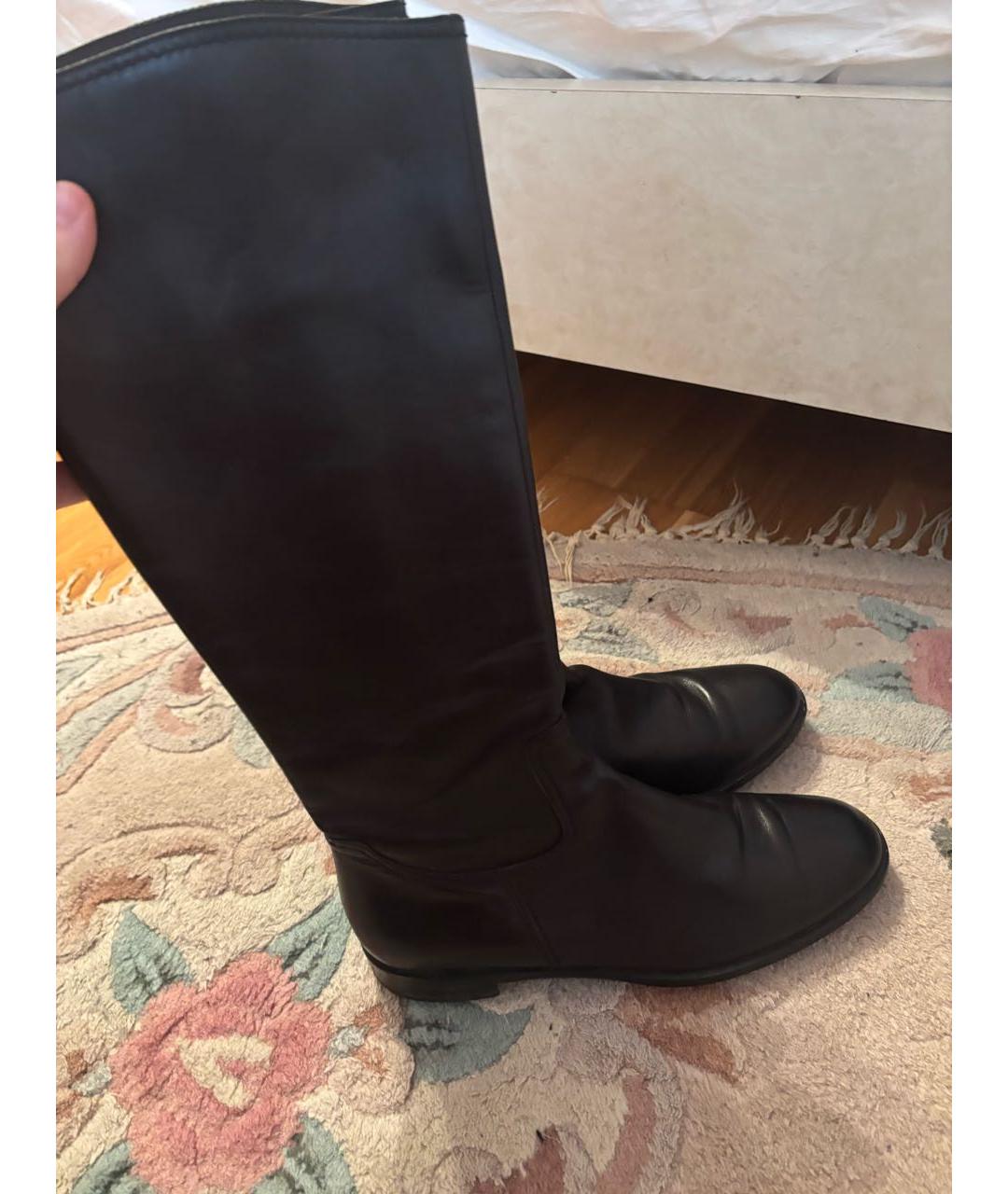 FERRAGAMO Черные кожаные сапоги, фото 2