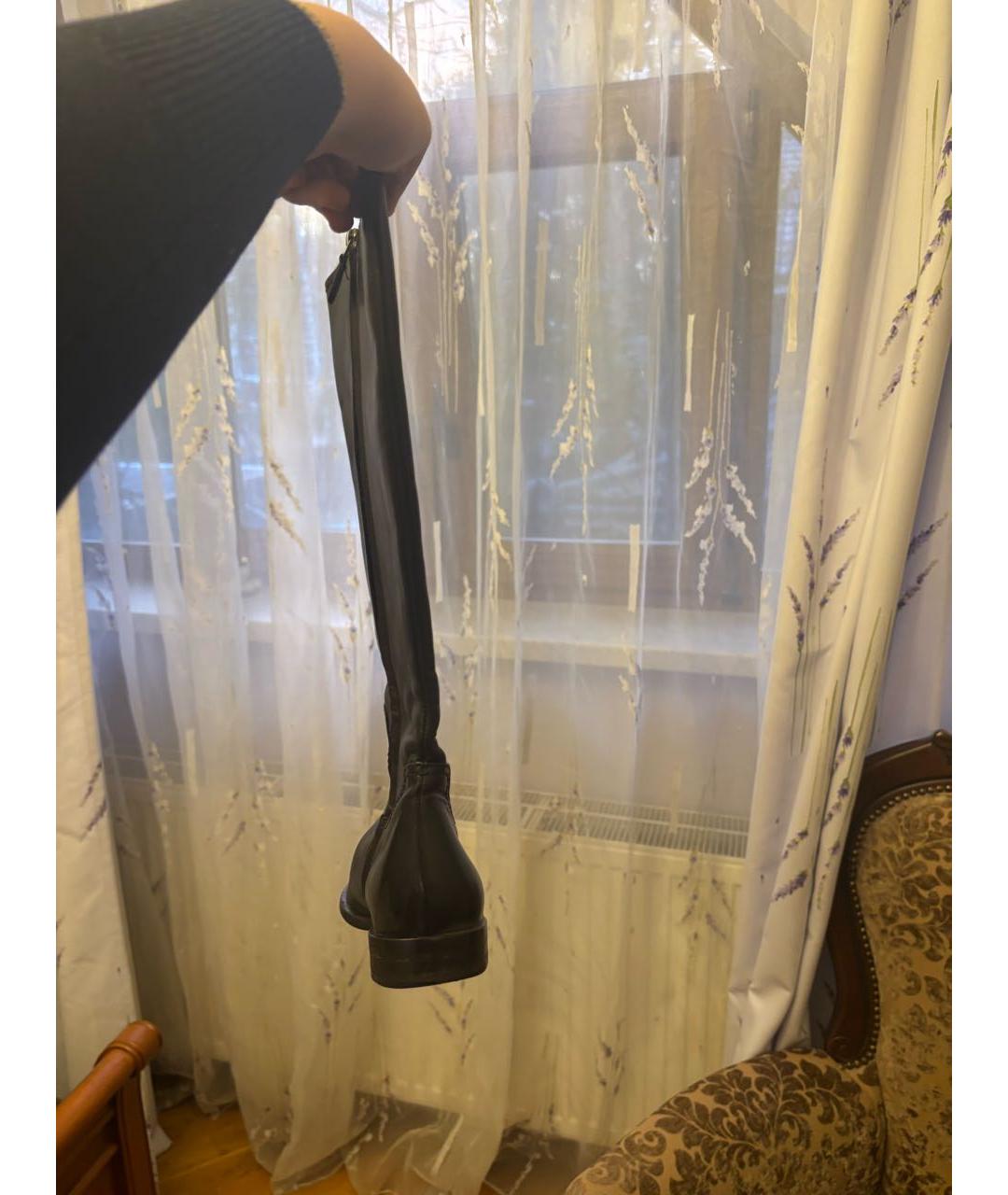 FERRAGAMO Черные кожаные сапоги, фото 3