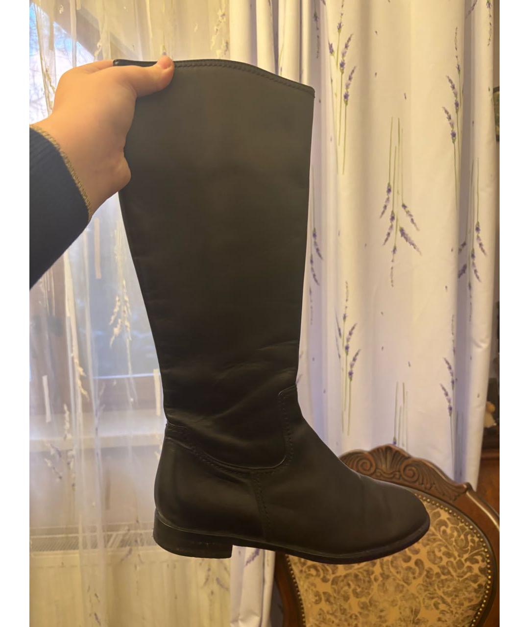 FERRAGAMO Черные кожаные сапоги, фото 4