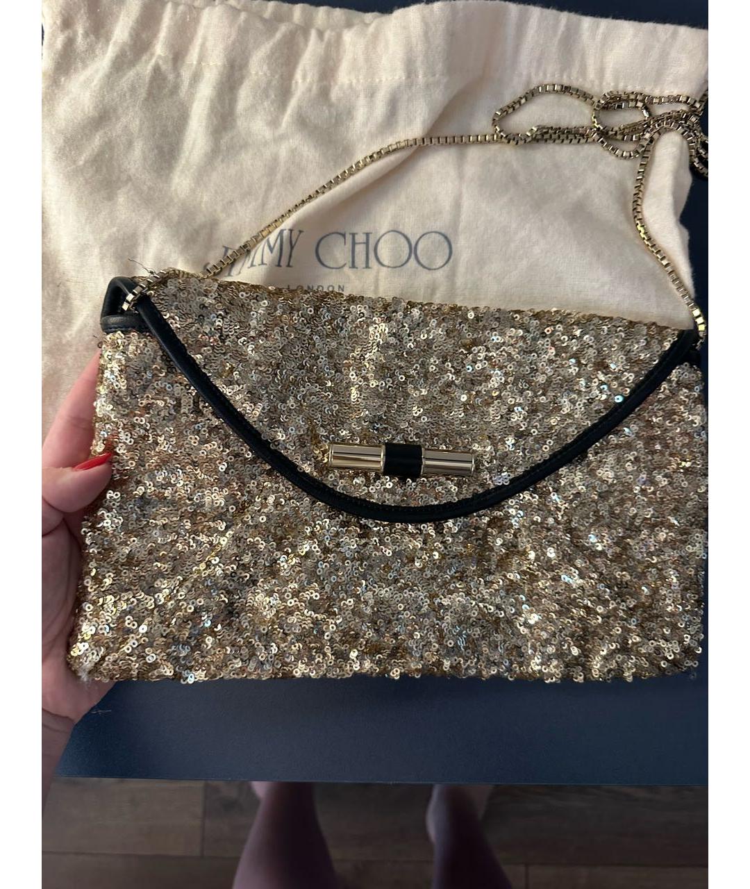 JIMMY CHOO Золотая кожаная сумка через плечо, фото 3