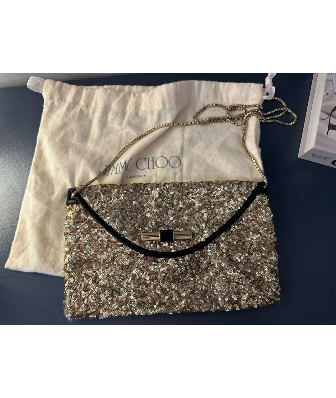 JIMMY CHOO Золотая кожаная сумка через плечо, фото 2