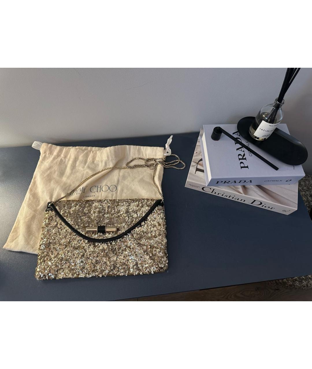 JIMMY CHOO Золотая кожаная сумка через плечо, фото 9