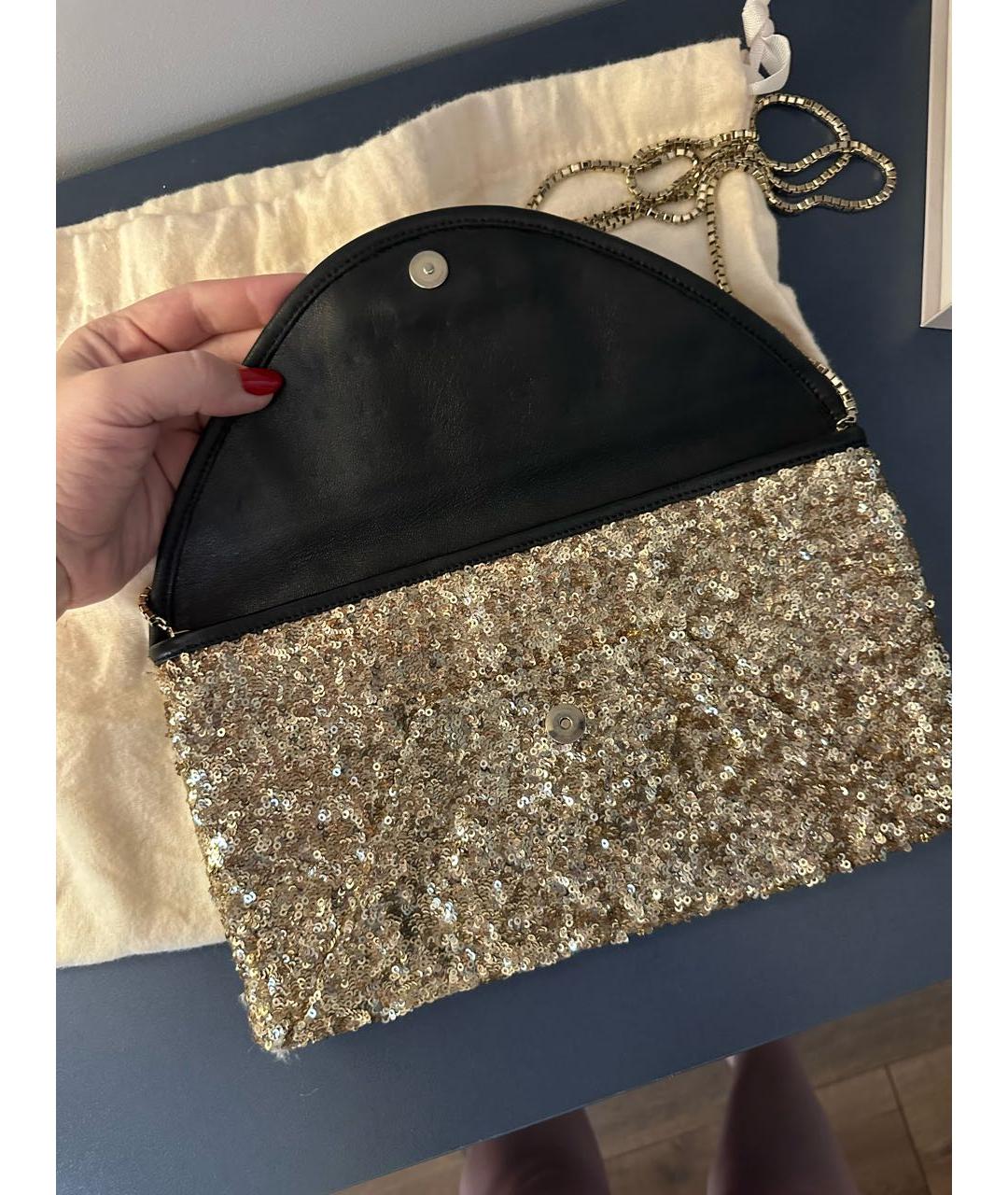 JIMMY CHOO Золотая кожаная сумка через плечо, фото 4