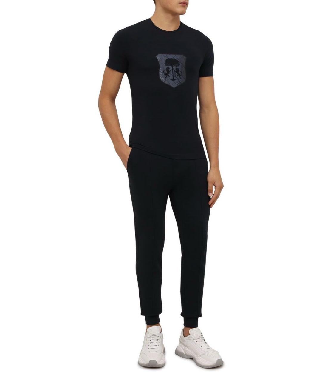 CORNELIANI Темно-синие хлопко-эластановые повседневные брюки, фото 7