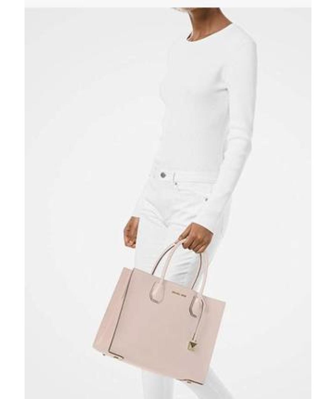 MICHAEL KORS Розовая кожаная сумка с короткими ручками, фото 6