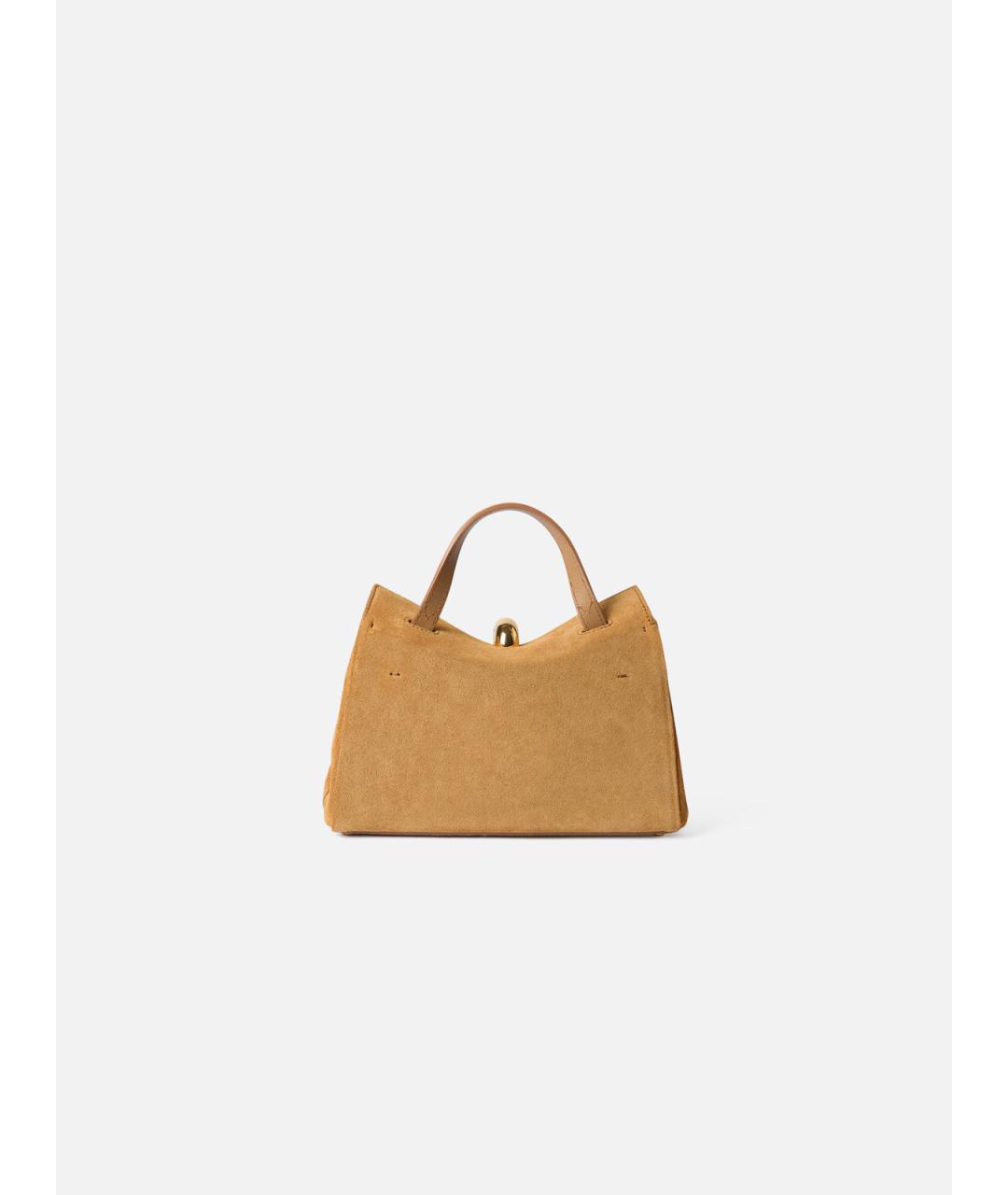 JACQUEMUS Горчичная замшевая сумка тоут, фото 3