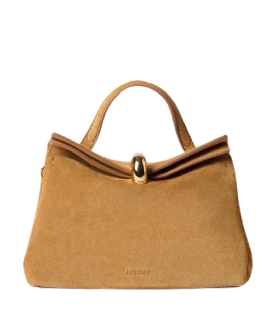 JACQUEMUS Горчичная замшевая сумка тоут, фото 1