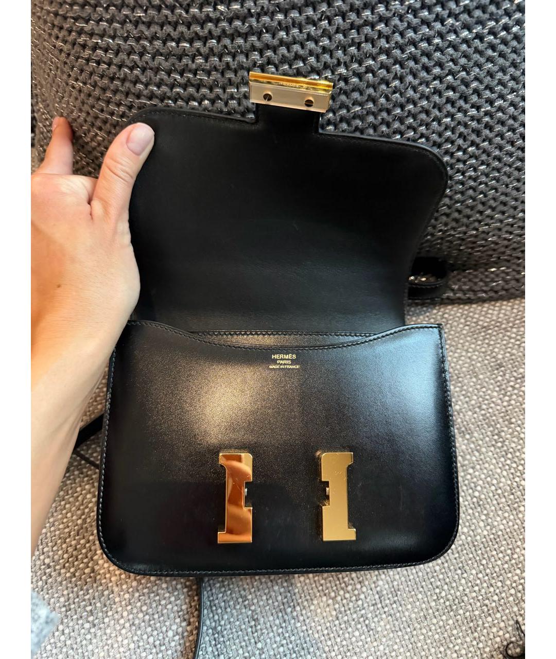 HERMES Черная кожаная сумка через плечо, фото 5
