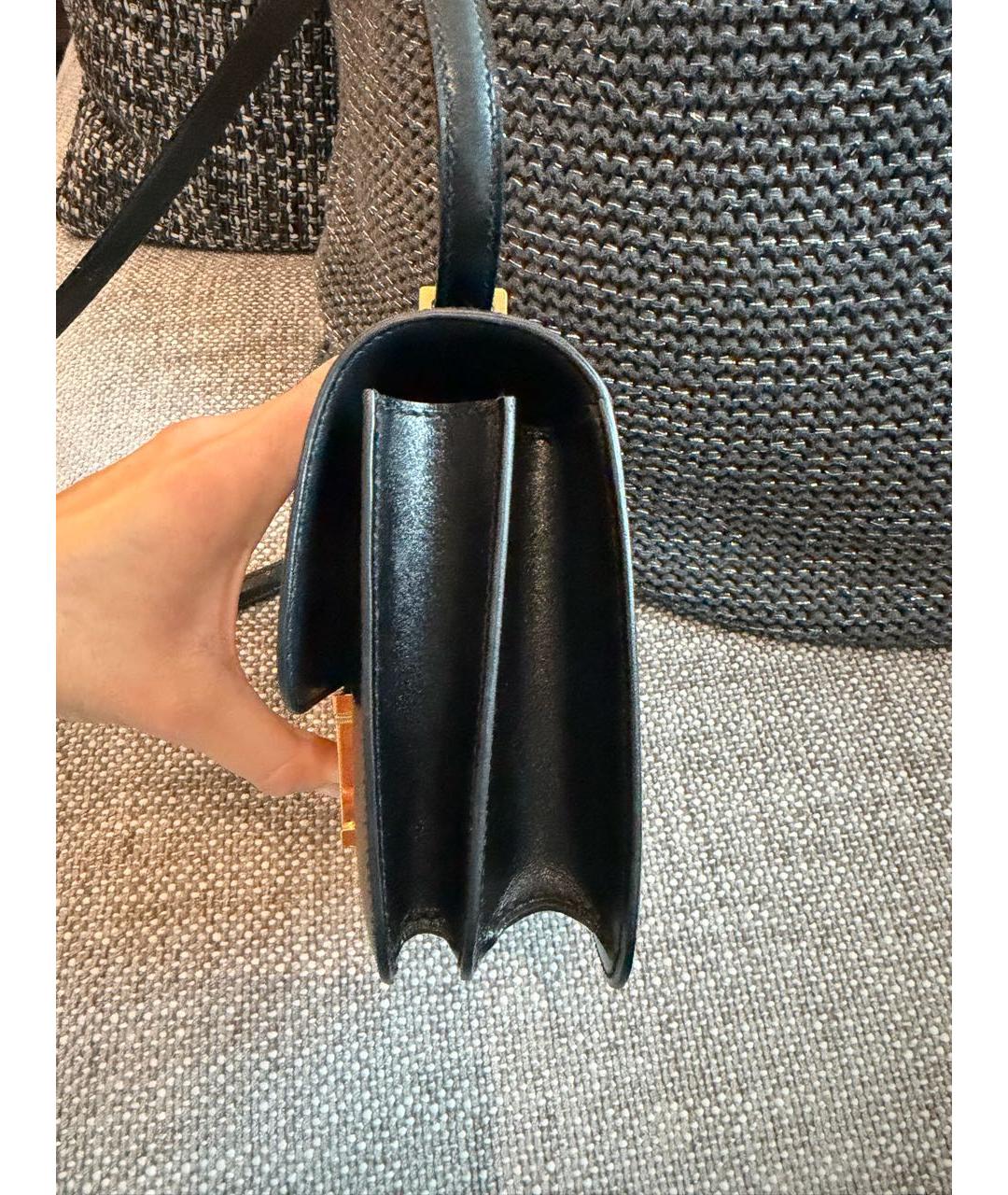 HERMES Черная кожаная сумка через плечо, фото 3