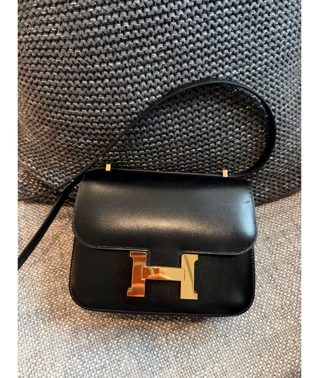 HERMES Черная кожаная сумка через плечо, фото 2